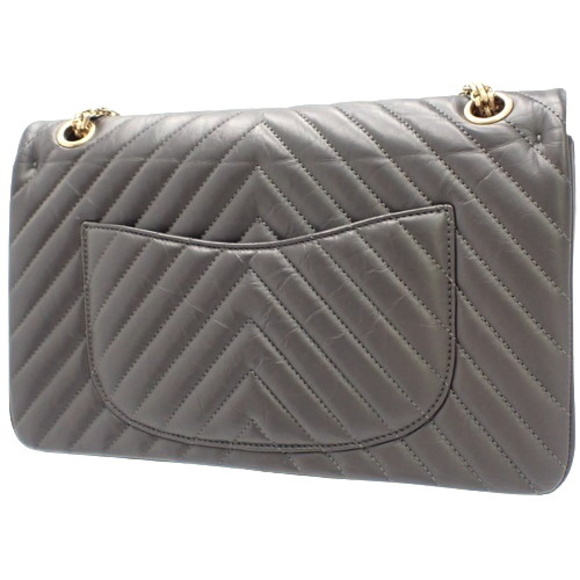Chanel Stitch Gray Chain V Bag Chevron Lambskin Shoulder - Picture 1 of 9